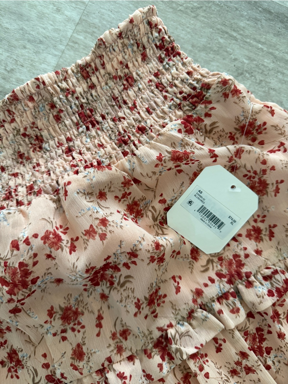 Women's Altar’d State Floral Tiered Pink Skirt Sz xl NWT - Picture 3 of 4